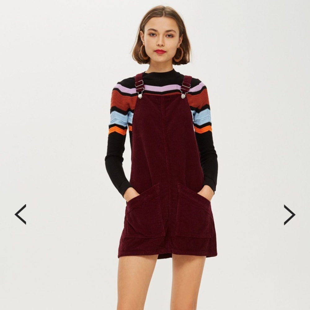 Topshop petite maroon overall dress